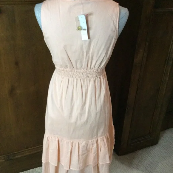 NWT SIZE S Pink Sleeveless Tiered Sundress with V-Neck - Picture 3 of 6